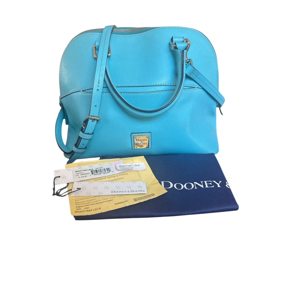 Dooney & Bourke Carter Satchel Blue Saffiano Leather Top Handle Crossbody Bag